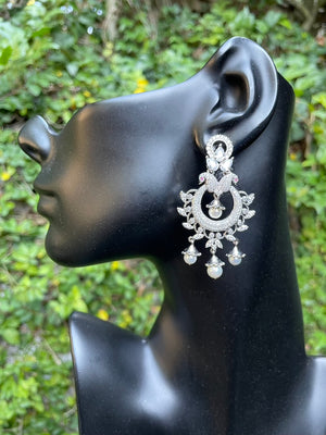 White Topaz & Peacock Earrings