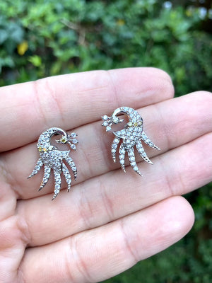 Silver Peacock - Pendant & Earrings Set