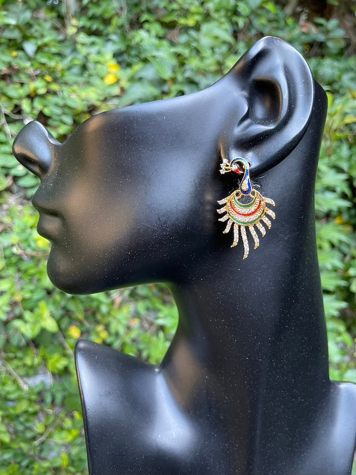 Cloisonné Peacock - Pendant & Earrings Set