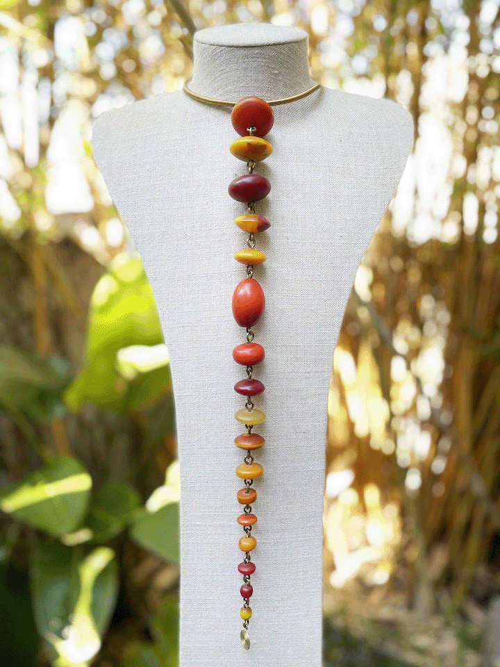 African Red Amber Statement Necklace