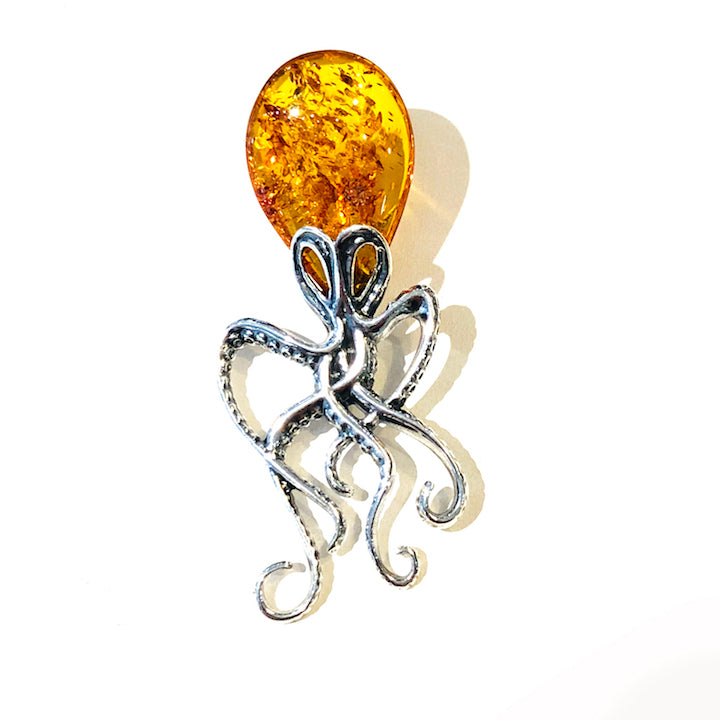 Amber Octopus 2" Pendant
