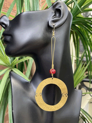 African Amber & Brass Earrings