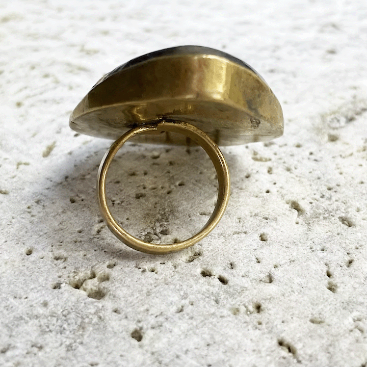 Horn & Brass Teardrop Ring