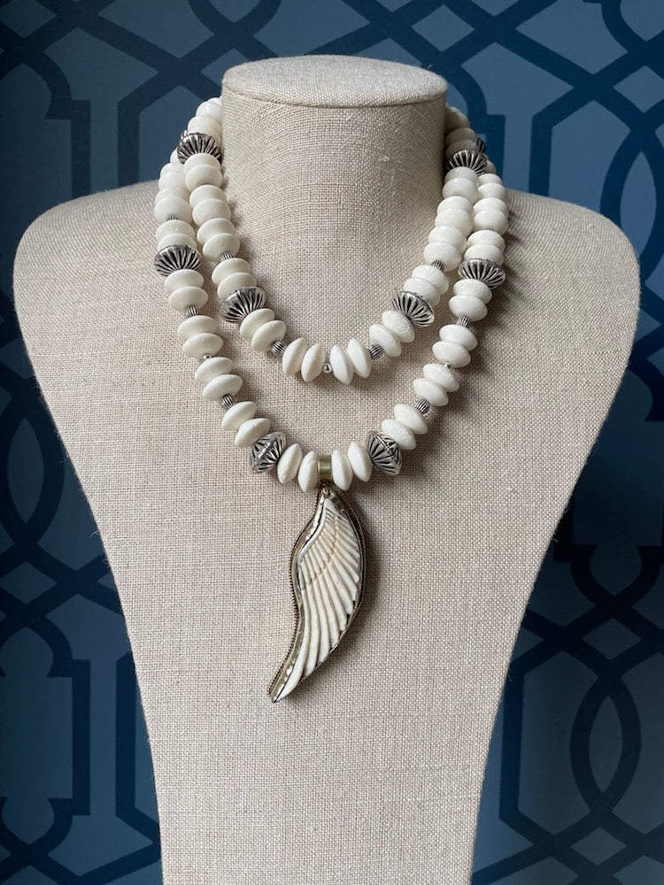 White Coral & Bone Necklace