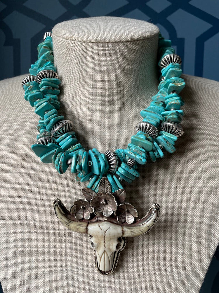 Turquoise & Bone Necklace