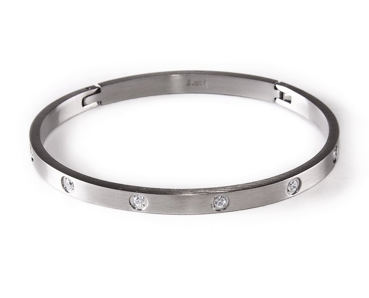 Infinity Bangle With 8 Crystals - Thin