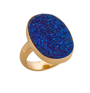 Cobalt Blue Druzy Ring