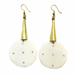 Brass Dots Bone Earrings E597