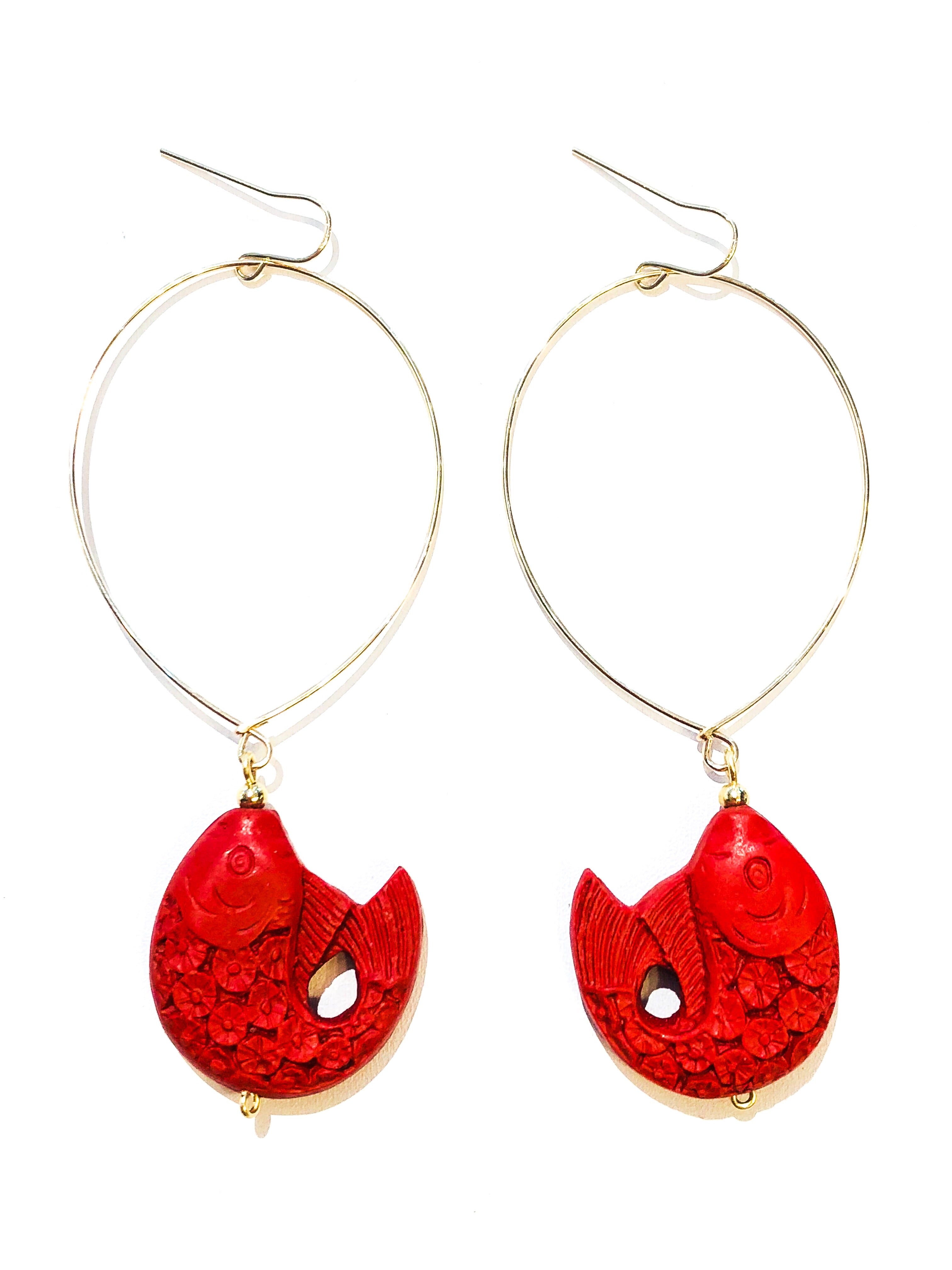 Cinnabar Fish Earrings